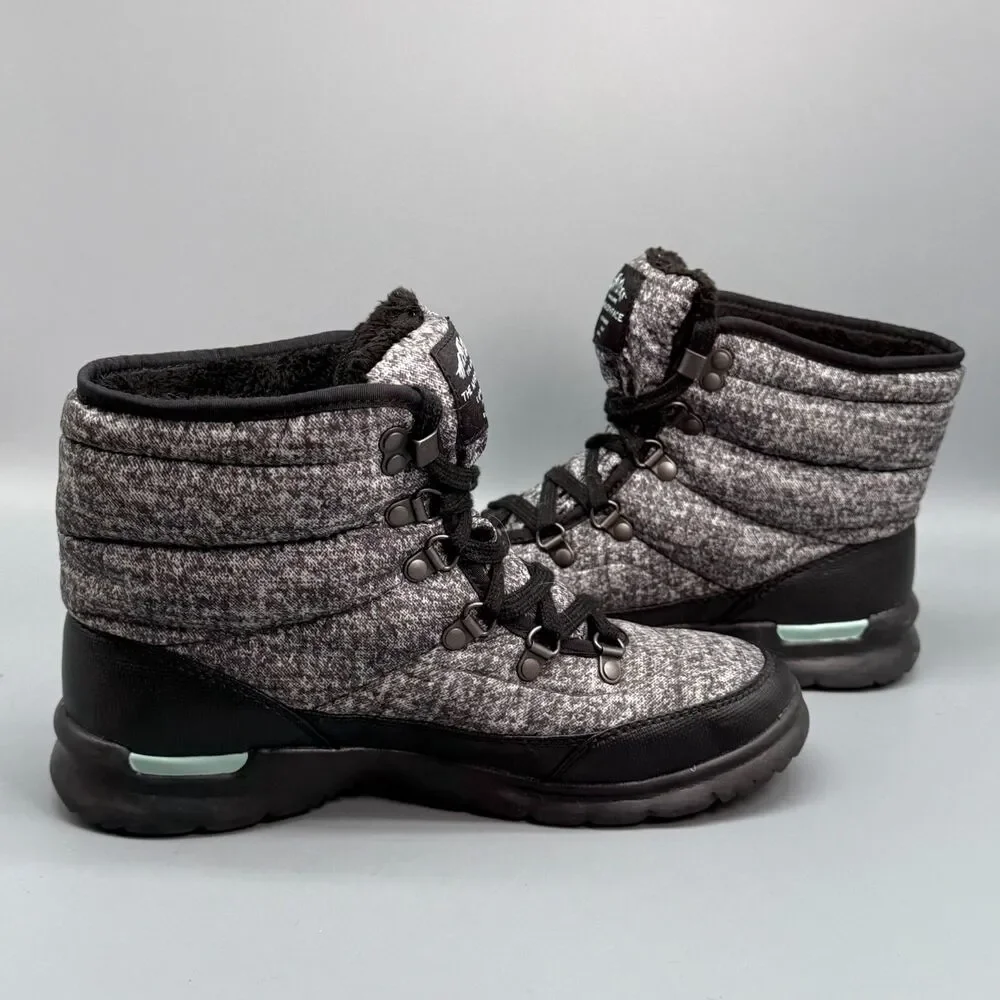 The North Face ThermoBall Lace II Women's 8 Gray Black Snow Boots Casual Outdoor